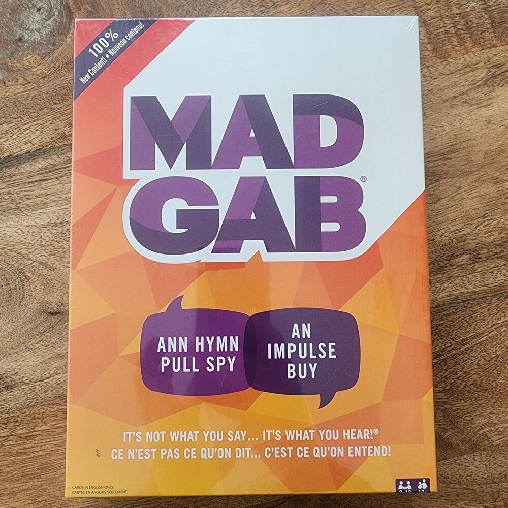 Mattel Mad Gab Bilingual Party Board Game 2-12 Players 12+ New Sealed Family